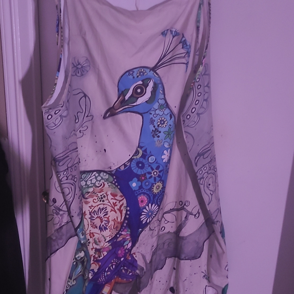 Colorful Peacock Print Tank Top